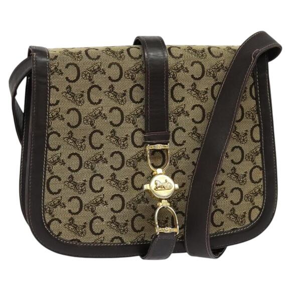CELINE C Sulky Shoulder Bag Canvas Brown Gold - Picture 1 of 13
